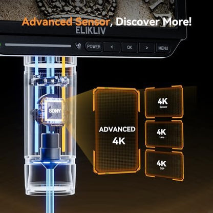 4K Digital Microscope, Elikliv EM4K 8" Coin Microscopes 2000x, 52MP HDMI Microscopes, Soldering Microscope for Adults, Micro scopes for Electronics Repair, 3840P UHD Video Micro socpe, 10" Stand, 64G