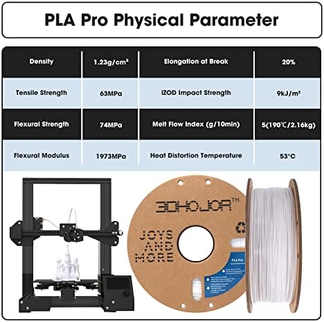 PLA Pro Filament 1.75mm Cold White,PLA Plus Filament, Odor Free, Clog Free 3D Printer Filament,1kg Cardboard Spool (2.2lbs), Dimensional Accuracy +/- 0.03 mm, Fit Most FDM 3D Printer
