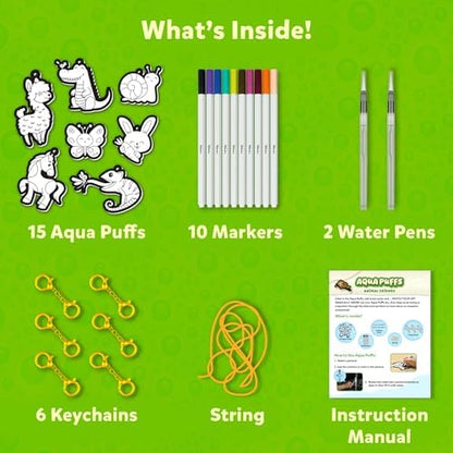Skillmatics 3D Art Kit - Aqua Puffs Animals, Mess-Free Paint by Number Craft for Kids, DIY Color & Inflate Activity, Travel & Creative Gift for Girls & Boys Ages 4, 5, 6, 7, 8, 9, 10