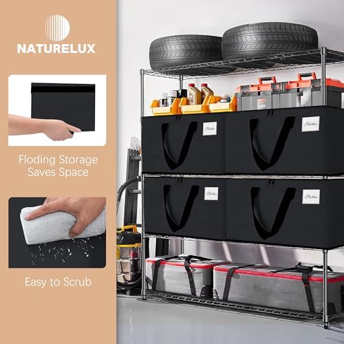 Heavy Duty Moving Bags - Extra Large Packing Bags and Storage Totes, Collapsible and Foldable Option for Moving and Storage, Black, 125 L - 12 Pack
