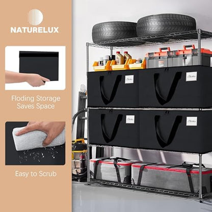 Heavy Duty Moving Bags - Extra Large Packing Bags and Storage Totes, Collapsible and Foldable Option for Moving and Storage, Black, 125 L - 12 Pack