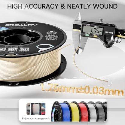Official Creality PETG 3D Printer Filament 1.75mm 1KG (2.2lbs), High Precision Strong Toughness, Odorless Better Flow Moistureproof 3D Printing Ender Filament, Beige