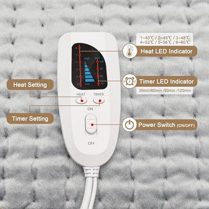 Heating Pad,Electric Heating Pads for Back,Neck,Abdomen,Moist Heated Pad for Shoulder,Knee,Hot Pad for Arms and Legs,Valentines Day Gifts-Auto Shut Off(Light Gray, 20''×24')