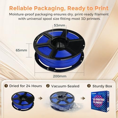 FLASHFORGE PLA Filament 1.75mm +/- 0.02mm, Matte Blue 3D Printer Filament 1kg (2.2lbs) Spool, Excellent Printing Performance, Easy to Use for Most FDM 3D Printers