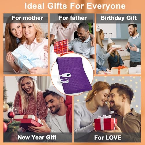 Heating Pad-Electric Heating Pads for Back,Neck,Abdomen,Moist Heated Pad for Shoulder,Knee,Hot Pad for Arms and Legs,Dry&Moist Heat & Auto Shut Off(Dark Purple, 33''×17'')