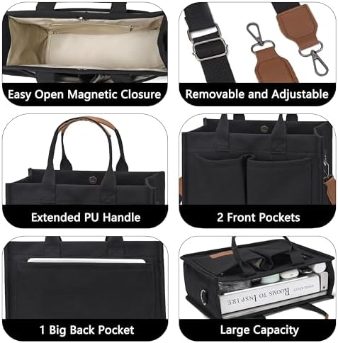 Tote Bag for Women With Compartments,Large Canvas Tote Women's Purse Crossbody Bags Work Laptop Book Bag Satchels Handbags