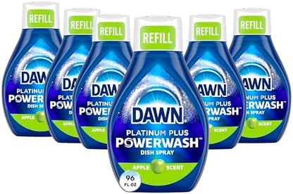 Dawn Platinum Powerwash Dish Spray, Dish Soap Cleaning Spray, Apple Scent Refill, Dish Soap Liquid, 16 Fl Oz (Pack of 6)