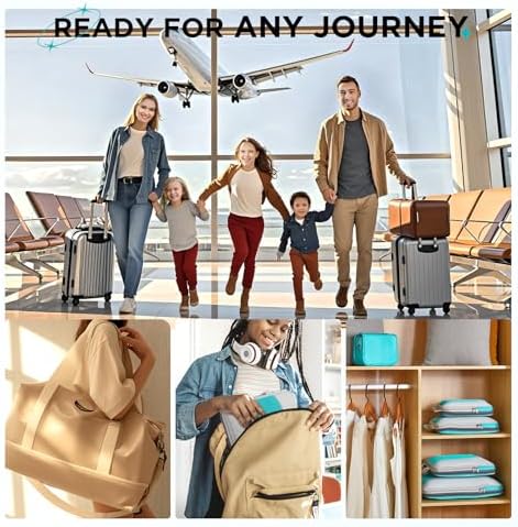 8 Set Compression Packing Cubes for Travel Essentials,Compressible Expandable Packing Cubes for Suitcase,OlarHike Luggage Organizer Bags for Travel,Handy Helper for Organizing Clothes(Blue Green)