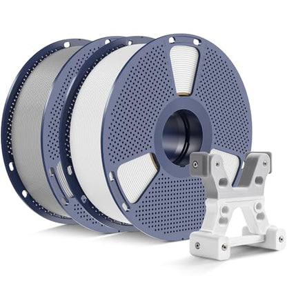 PETG Filament 1.75mm 2025 Upgrade Spool Compatible with Bambulab Refill Filament, 2kg(4.4lbs) SUNLU PETG 3D Printer Filament, 1.75mm Dimensional Accuracy +/- 0.02mm, White+Grey Bundle