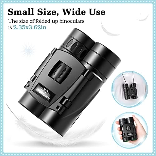 8x21 Mini Lightweight Binoculars, Compact Pocket Binocularsfor Adults Kids, Small Protable Binoculars for Bird Watching Travel Opera Theater Sports Scenery