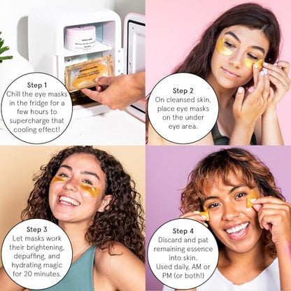 grace & stella Award Winning Under Eye Mask - Travel Essentials - Birthday Gifts for Women - Gel Eye Patches for Dark Circles, Puffy Eyes, Wrinkles, Undereye Bags - Vegan Self Care (48 Pairs, Gold)