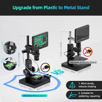 Andonstar AD266S 20X-5000X HDMI Digital Microscope, 5 Lens 2160P UHD Video Record, 7'' LCD Microscope for Adults Kids, Home Lab Biological Kit with Slides, Coin Full View