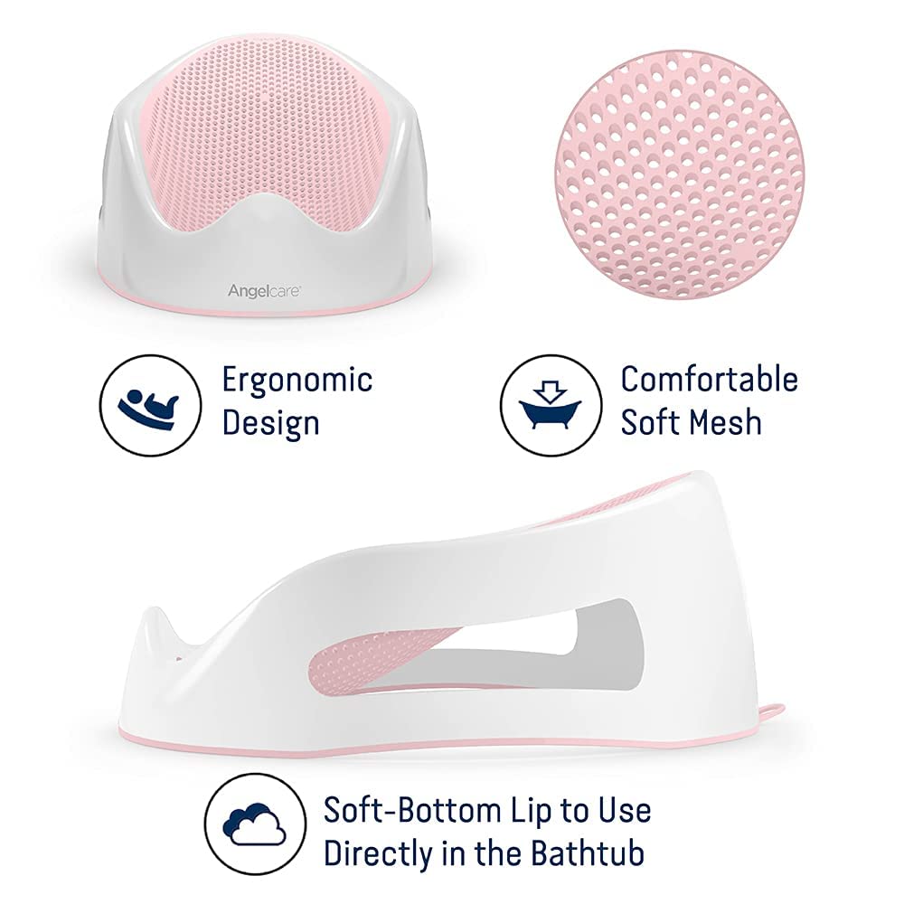 Angelcare Baby Bath Support (Pink) | Ideal for Babies Less Than 6 Months Old (Pack of 2)
