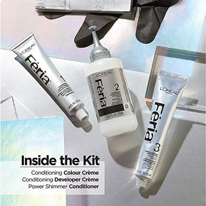 L'Oreal Paris Feria Multi-Faceted Shimmering Permanent Hair Color, 411 Sapphire Smoke (Smokey Blue), Hair Dye Kit, Pack of 2