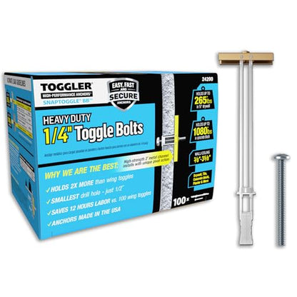 TOGGLER SNAPTOGGLE Drywall Anchor 100-Pack 1/4-in Dia Toggle Bolt ; Holds 265 pounds Each in 1/2-in Drywall by TOGGLER(2.5 inch Bolts Included)