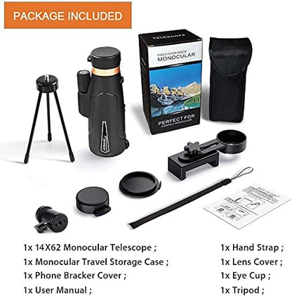 12x60 Monocular Telescope with Smartphone Holder & Upgraded Tripod, High Powered SMC & BAK4 Scope, Birthday Gifts for Men Dad Him Husband Teen, Gifts for Christmas, Outdoors Survival Hiking Gear