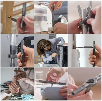 42 in 1 Magnetic Screwdriver Set, DIY Ratchet Screwdriver Set, Multi Bit Magnetic Drive Set with Detachable Ratchet Handle, Portable Compact Repair Tool Kit for Furniture Computer Bicycle Gray