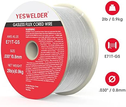 YESWELDER Flux Core Gasless MIG Wire, E71T-GS Mild Carbon Steel .030-Inch Diameter 2-Pound, Strong ABS Plastic Spool Welding Wire