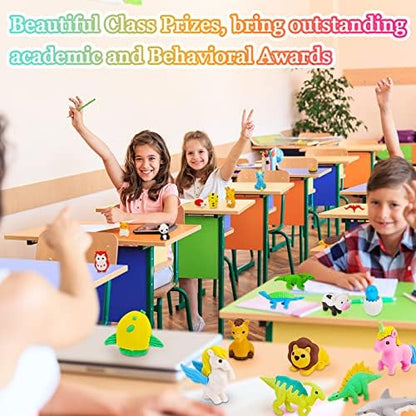 60Pcs Animal Erasers Desk Pets for Kids Animal Pencil Erasers Bulk Puzzle Eraser Toys Gifts for Classroom Prizes,Game Reward,Treasure Box,Easter Egg Fillers,Goodie Bag Stuffers,Party Favors