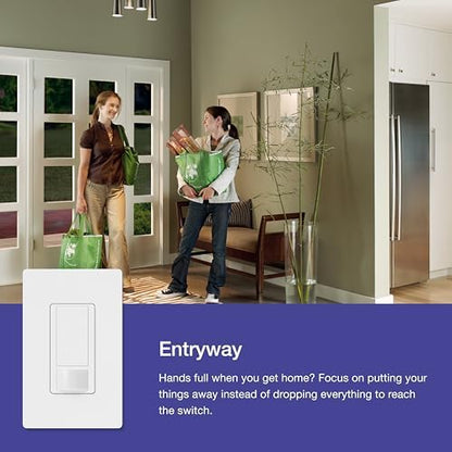 Lutron Maestro Motion Sensor Light Switch Indoor for Bathroom, Garage, Laundry Room, Any Bulbs, Occupancy Vacancy Sensor, Single-Pole, MS-OPS2-WH, White