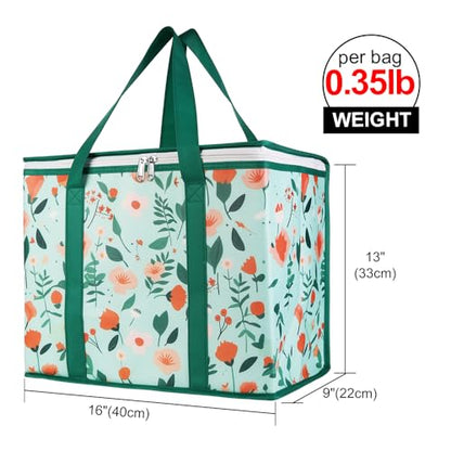 Bodaon 2-Pack Insulated Reusable Grocery Shopping Bags, X-Large Picnic Cooler Bag with Zipper/Zippered Top Cold, Insulated Food/Pizza Delivery Bag for Catering/Doordash/Uber Eats