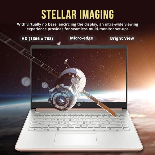 HP Stream 14" HD BrightView Laptop, Intel Celeron N4120, 16GB RAM, 416GB Storage (128GB eMMC + 288GB Docking Station Set), Intel UHD Graphics, 720p Camera, Wi-Fi, 1 Year Office 365, Win 11 S, Gold