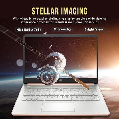 HP Stream 14" HD BrightView Laptop, Intel Celeron N4120, 16GB RAM, 416GB Storage (128GB eMMC + 288GB Docking Station Set), Intel UHD Graphics, 720p Camera, Wi-Fi, 1 Year Office 365, Win 11 S, Gold