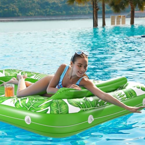 Inflatable Tanning Pool Lounger Float - Jasonwell 4 in 1 Sun Tan Tub Sunbathing Pool Lounge Raft Floatie Toys Water Filled Tanning Bed Mat Pad for Adult Blow Up Kiddie Pool Kids Ball Pit Pool