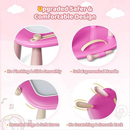 Kikidex Toddler Toys for 1-3 Years, Sturdy Magnetic Doodle Board, Reusable, No Mess, Educational Learning Toys for Kids' Birthday (Rose)