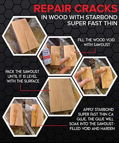 Premium Grade Cyanoacrylate (CA) Super Glue by Starbond - 16 oz. Complete Refill KIT (453g) - Super Fast Thin Adhesive, Precise Application for Woodturning, CA Finish, Woodworking, Hobby Models, Inlay