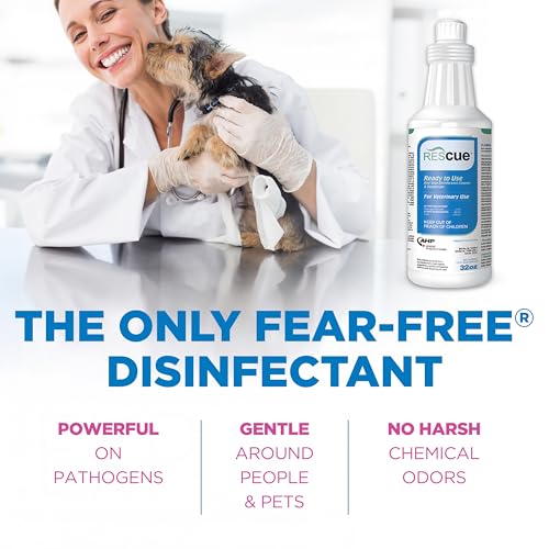 REScue One-Step Ready-to-Use Disinfectant Cleaner & Deodorizer – For Veterinary Use, Animal Shelters, Pet Foster Homes, Kennels, Litter Box – 32 Ounce RTU (Spray Nozzle NOT Included)