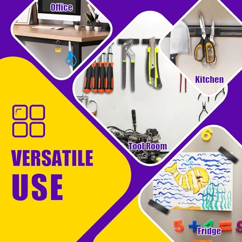 MIKEDE 30 Pcs Strong Neodymium Magnets with Epoxy Coating, Black Bar Magnets Waterproof with Adhesive Backing for Tool Room, Kitchen, Crafts, Whiteboard, Cabinet Doors - 1.57 x 0.39 x 0.20 in