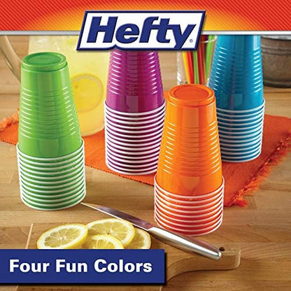 Hefty Party On Disposable Plastic Cups, Assorted, 16 Ounce, 100 Count (Pack of 2)