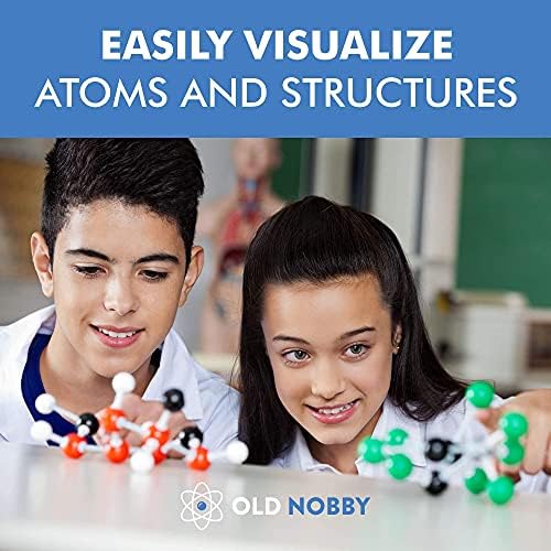 OLD NOBBY Organic Chemistry 239 Piece Model Kit - Molecular Model Kit with Atoms, Bonds, Instructional Guide, Bond Removal Tool, and Bonus Molecular Stencil