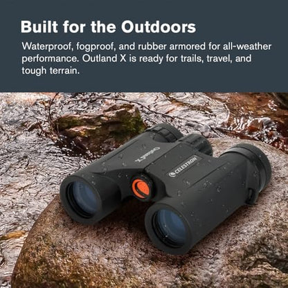 Celestron - Outland X 10x25 Binoculars – Ideal for Birding and Outdoors – 25mm Objective Lenses – 6.2° Field of View – BaK-4 Prisms – Multi-Coated – Waterproof and Fogproof