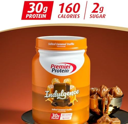 Premier Protein Indulgence Protein Powder, 30g Protein, 3g Sugar, Salted Caramel Truffle, 17 Servings