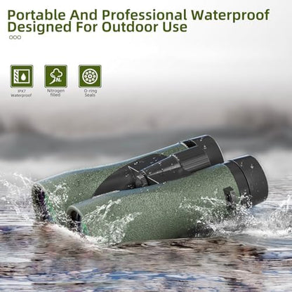 12X50 Professional Binoculars for Adults High Power with Phone Adapter, HD Binoculars with BaK4 prisms, Super Bright Lightweight & Waterproof Binocular Perfect for Bird Watching, Hunting, Stargazing