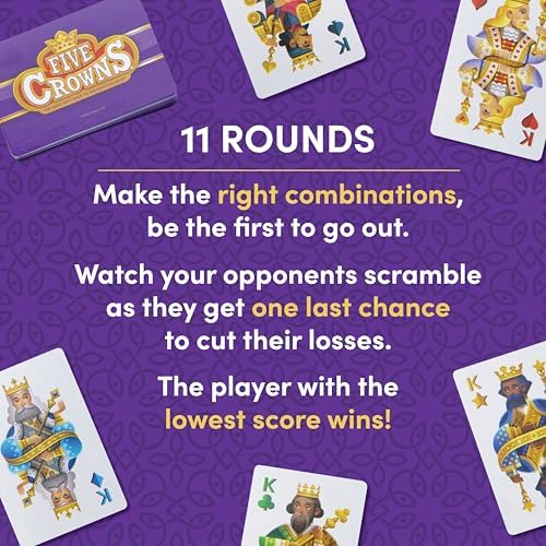 Five Crowns Travel Case Bundle, Cards, Scorecard Included – Card Game for Kids and Adults, Family Game Night, The Game isn’t Over Until the Kings Go Wild!, 5 Suited Rummy Style Card Game, Ages 8+