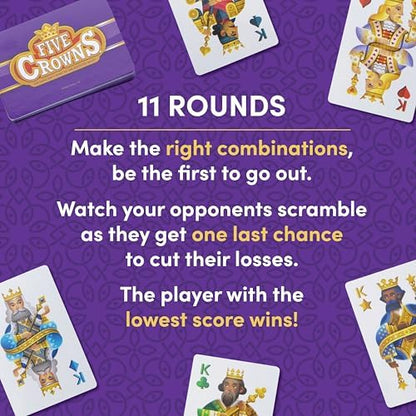 Five Crowns Travel Case Bundle, Cards, Scorecard Included – Card Game for Kids and Adults, Family Game Night, The Game isn’t Over Until the Kings Go Wild!, 5 Suited Rummy Style Card Game, Ages 8+