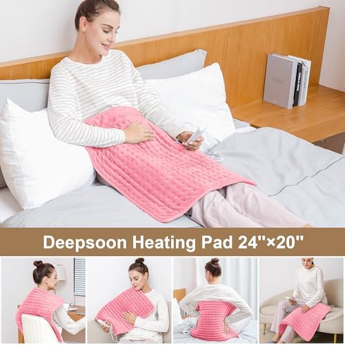 Heating Pad,Electric Heating Pads for Back,Hot Heated Pad for Abdomen,Shoulder,Knee,Multiple Temp and Auto Shut Off(Baby Pink,20''×24'')