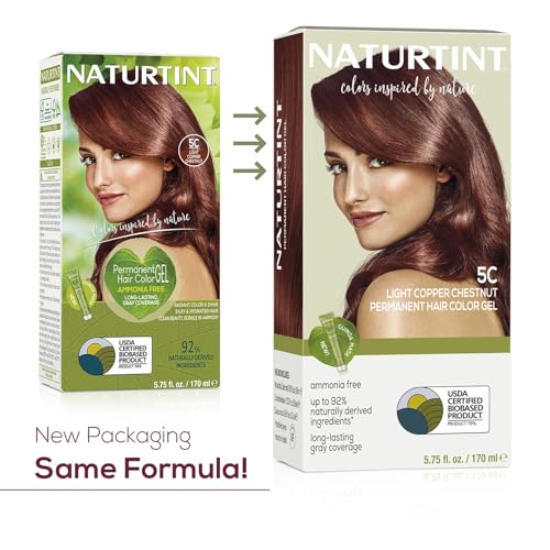 Naturtint 5C Light Copper Chestnut Permanent Hair Color (Pack of 6), Ammonia Free, Vegan, Cruelty Free, up to 100% Gray Coverage, Long Lasting Results (Packaging may vary)