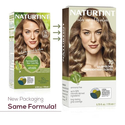 Naturtint 7G Golden Blonde Permanent Hair Color (Pack of 6), Ammonia Free, Vegan, Cruelty Free, up to 100% Gray Coverage, Long Lasting Results (Packaging may vary)