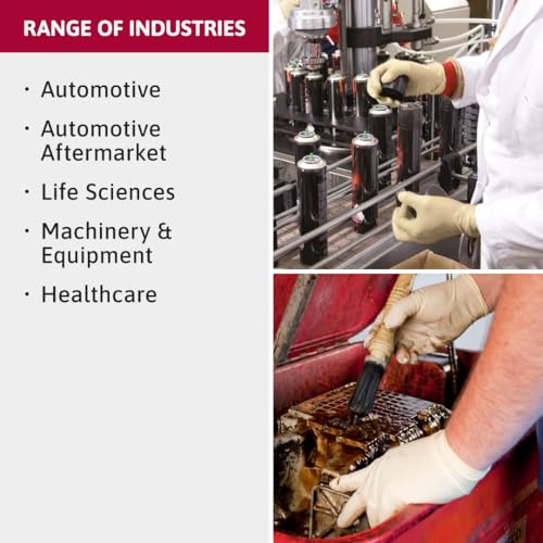 Ansell MICROFLEX Diamond Grip MF-300 Disposable Latex Gloves for Automotive, Healthcare, Machinery Industries - Large, Natural (Box of 100)