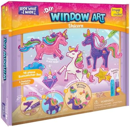 Imagimake Window Art Unicorn | Stained Glass Kit | Unicorn Girls Toys Age 6-8 | 6 Year Old Girl Birthday Gift | Art and Crafts for Girls 8-12 | DIY Suncatcher Kit for 5,6,7,8,9,10,11,12 Year Old Kids