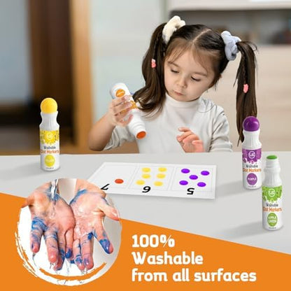 Dot Markers for Toddlers and Kids - 12 Colors Washable Bingo Daubers, Dot Art, Toddler Art and Crafts - Includes Free Activity Book