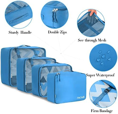 BAGAIL 8 Set Packing Cubes Luggage Packing Organizers for Travel Accessories-Light Blue