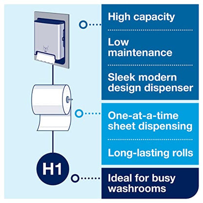 Tork Paper Hand Towel Dispenser, Stainless Steel - H1 + Refill - Universal Paper Hand Towel Rolls (6 Rolls)