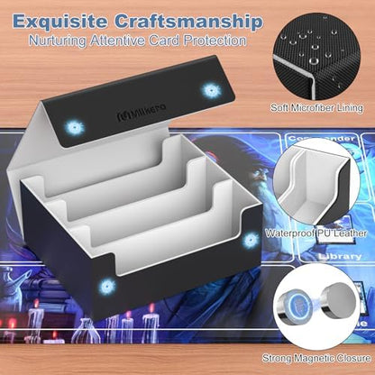 Mlikero Card Deck Case for Trading Cards 1800+, Trading Card Storage Box for Magnetic Card Holder and Hard Plastic Card Protectors, Leather Magnetic Closure Deck Box Fit for MTG, TCG