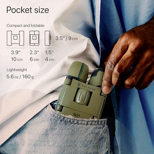 Small Binoculars for Adults and Kids | Cruise Ship Essentials Camping Bird Watching Travel Hiking Accessories Alaska Costa Rica Must Haves Packing List High Powered Mini Compact VULNESS (Camo, 8X21)