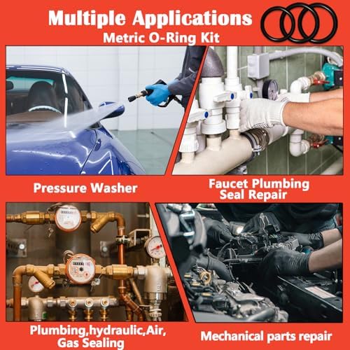 419 PCS Universal Metric O-Ring Kit，32 Sizes Buna-N 70A Rubber O Ring Assortment Set for Various Car Auto Faucet Plumbing Pressure Washer Air or Gas Sealing Repair Resist Oil and Heat